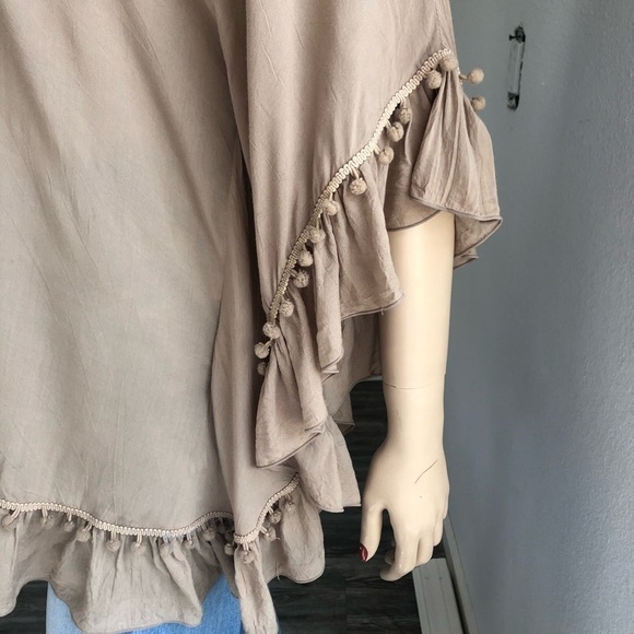 BALI QUEEN relax blouse V-neck tunic, boho tan - Picture 5 of 12
